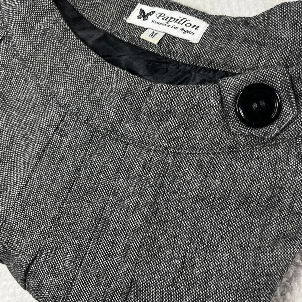 Papillon Girls Grey Wool Blend‎ Pleated Neck Sleeveless Shift Dress Size M